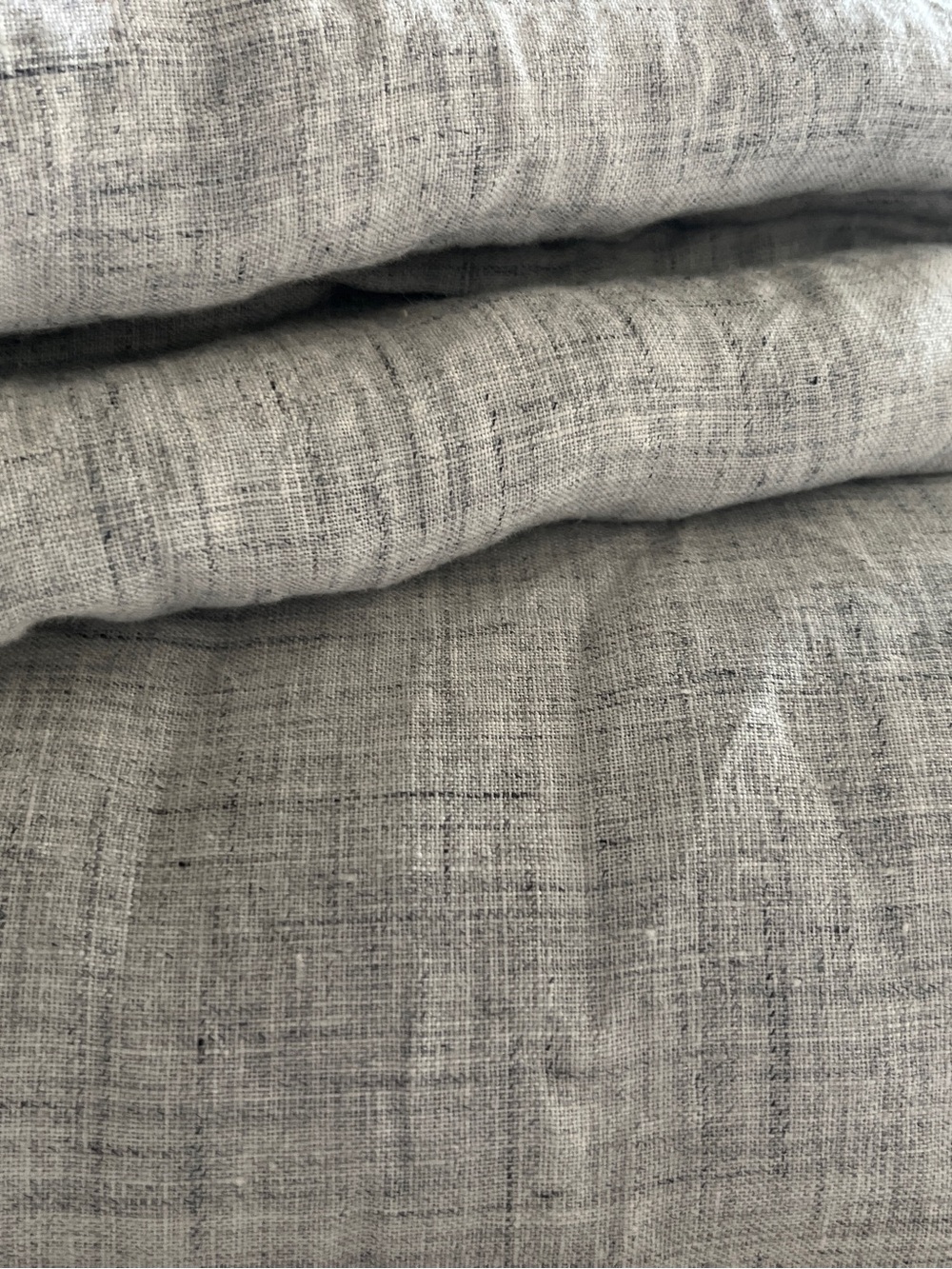 West Elm European Flax Linen King Duvet Cover & 2 Euro Shams Set - Grey